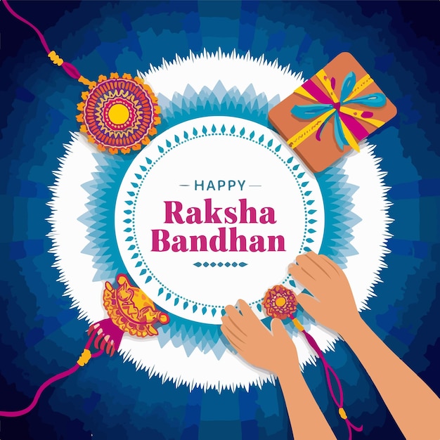 Happy raksha bandhan vector illustration background with beautiful rakhi