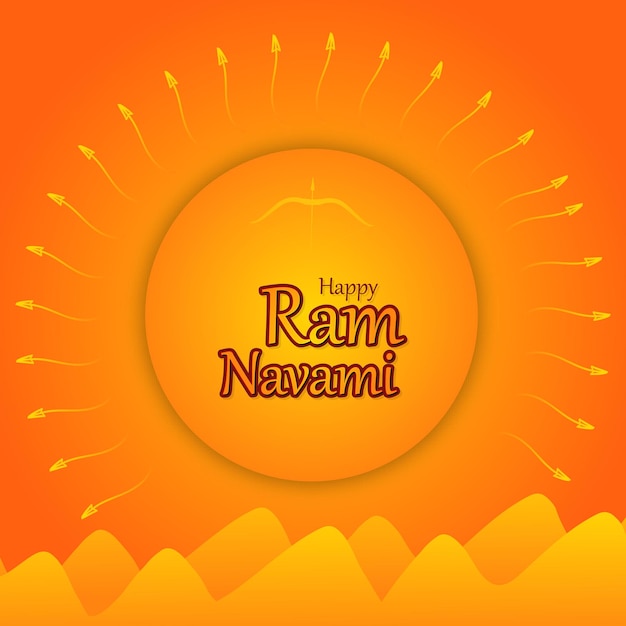 Happy ram navami celebration greetings card template illustration design with colorful festival back