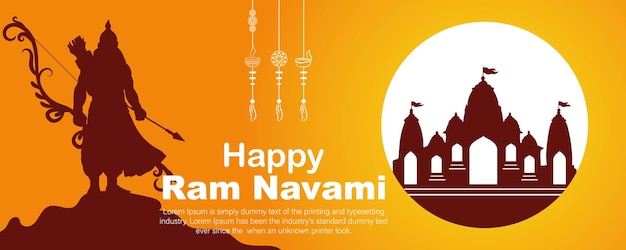 Happy Ram Navami cultural Banner Hindu festival vertical post wishes celebration card Ram Navami cel