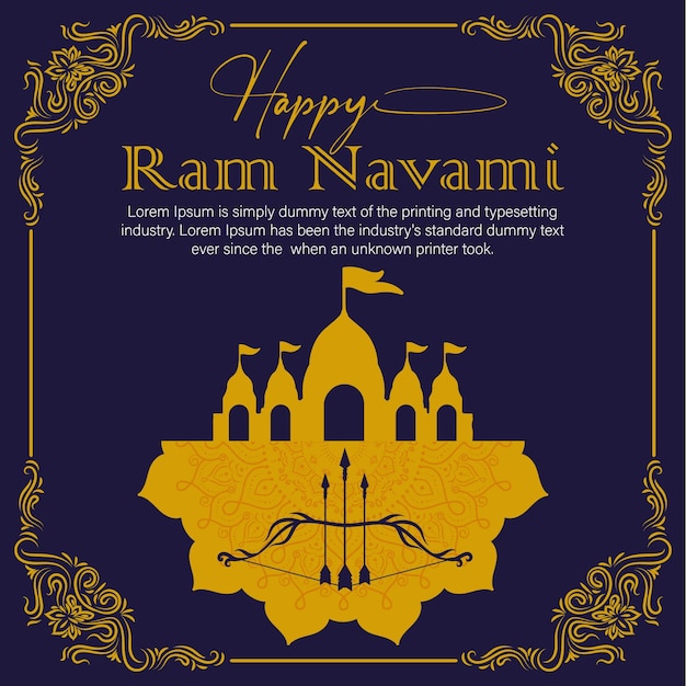 Happy Ram Navami cultural Banner Hindu festival vertical post wishes celebration card Ram Navami cel