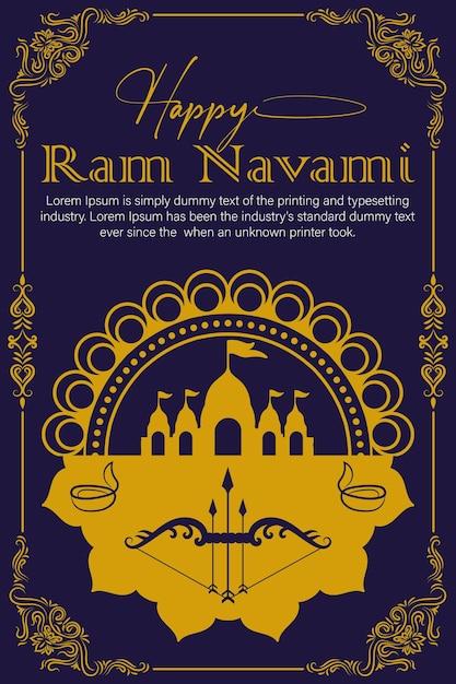 Happy Ram Navami cultural Banner Hindu festival vertical post wishes celebration card Ram Navami cel