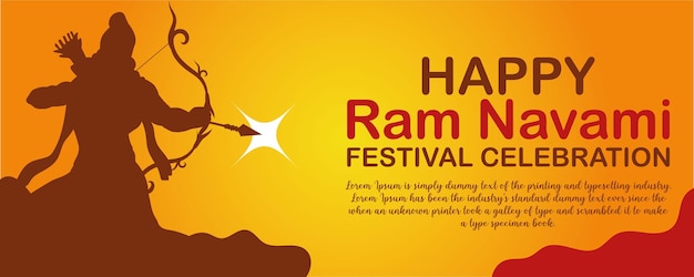 Vector happy ram navami cultural banner hindu festival vertical post wishes celebration card ram navami