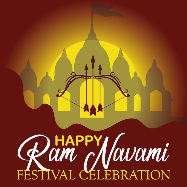 Happy Ram Navami cultural Banner Hindu festival vertical post wishes celebration card Ram Navami