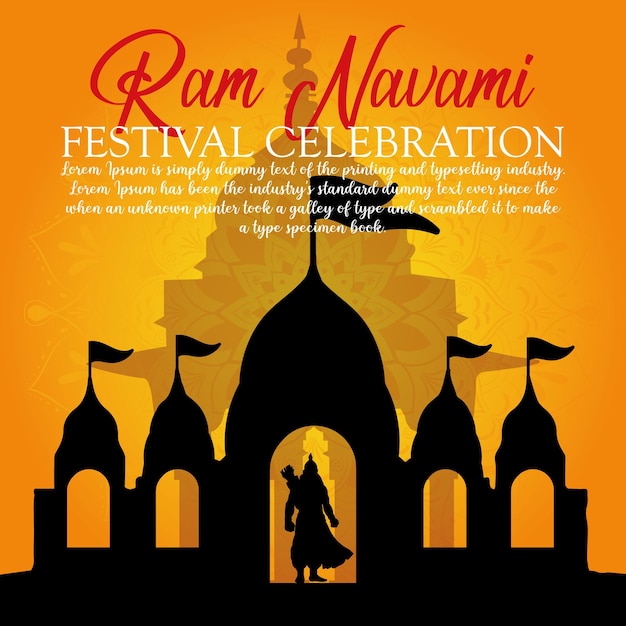 Happy Ram Navami cultural Banner Hindu festival vertical post wishes celebration card Ram Navami