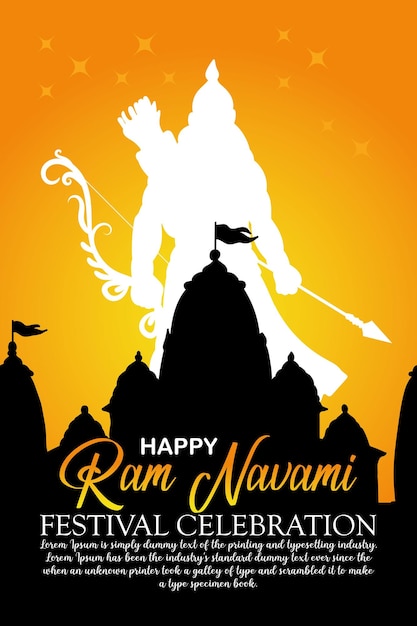 Vettore happy ram navami culturale banner festa indù post verticale desidera celebrazione carta ram navami