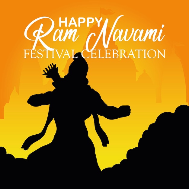 Vector happy ram navami cultural banner hindu festival vertical post wishes celebration card ram navami