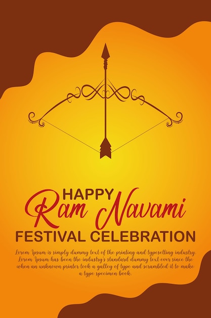 Happy Ram Navami cultural Banner Hindu festival vertical post wishes celebration card Ram Navami