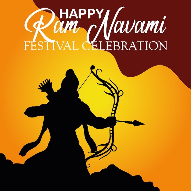 Happy Ram Navami cultural Banner Hindu festival vertical post wishes celebration card Ram Navami