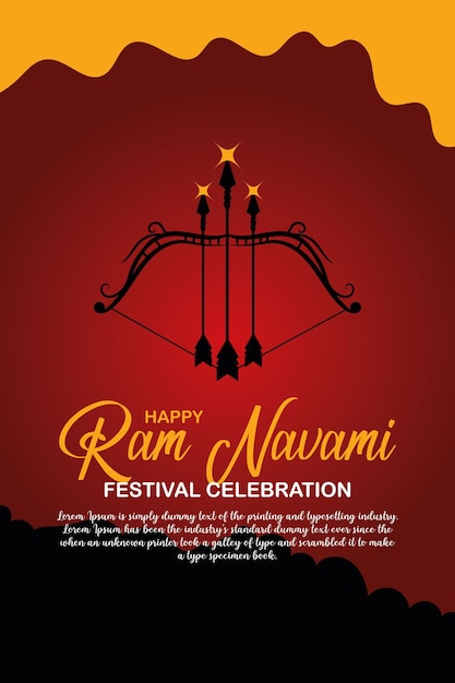 Happy Ram Navami cultural Banner Hindu festival vertical post wishes celebration card Ram Navami