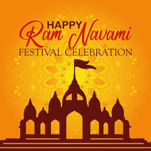 Vector happy ram navami cultural banner hindu festival vertical post wishes celebration card ram navami