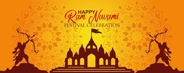 Vector happy ram navami cultural banner hindu festival vertical post wishes celebration card ram navami