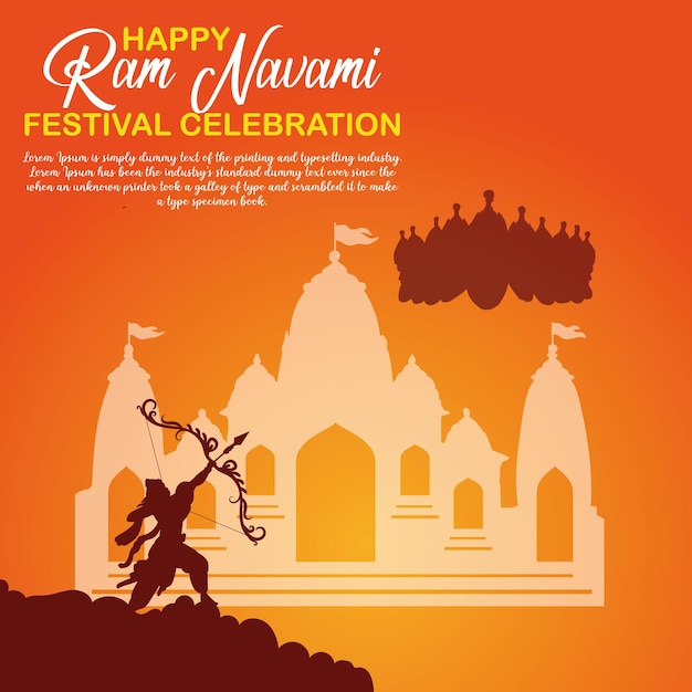 Вектор Счастливого рама навами культурный баннер индуистский фестиваль вертикальный пост пожелания празднование карты рама навами