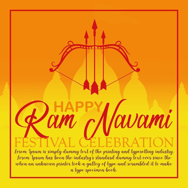 Happy Ram Navami cultural Banner Hindu festival vertical post wishes celebration card Ram Navami