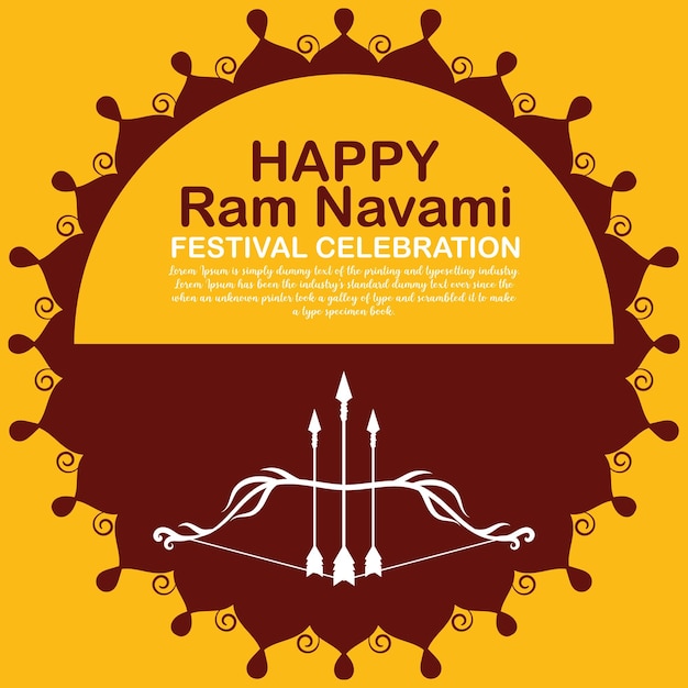 Vettore happy ram navami culturale banner festa indù post verticale desidera celebrazione carta ram navami