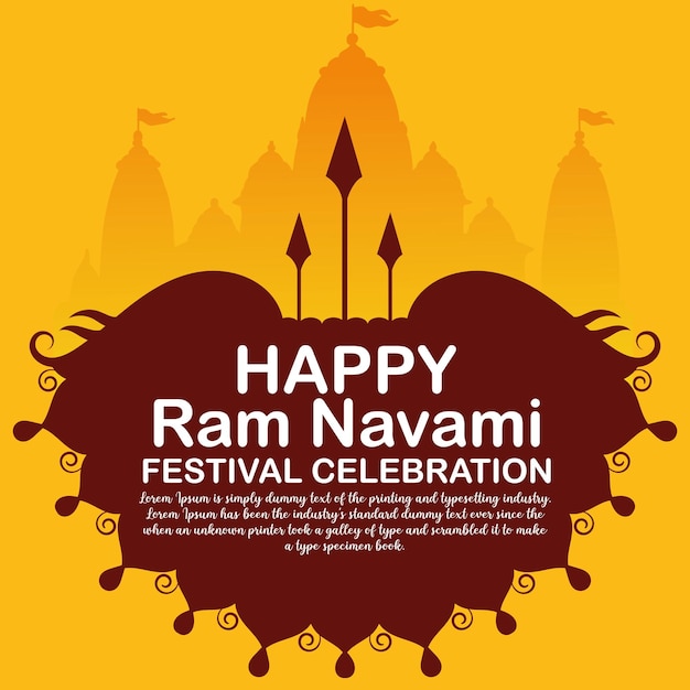 Happy Ram Navami cultural Banner Hindu festival vertical post wishes celebration card Ram Navami