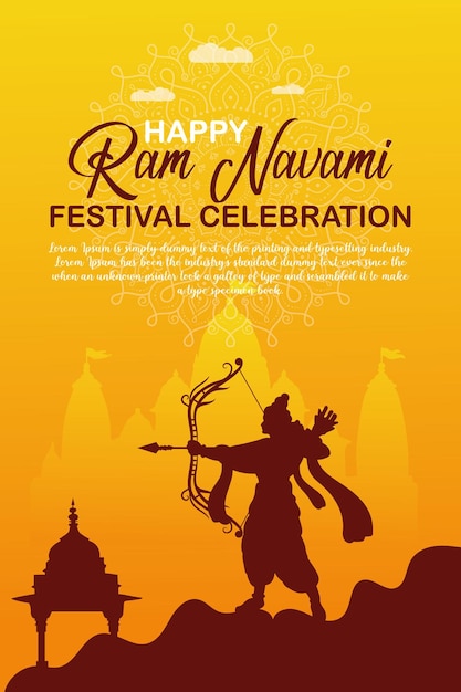 Vettore happy ram navami culturale banner festa indù post verticale desidera celebrazione carta ram navami