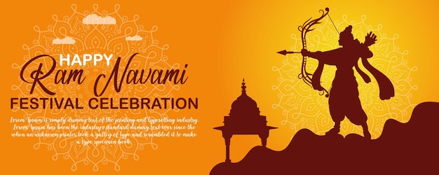 Happy Ram Navami cultural Banner Hindu festival vertical post wishes celebration card Ram Navami