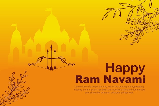 Vettore happy ram navami culturale banner festa indù post verticale desidera celebrazione carta ram navami