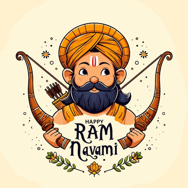 활 화살 터 일러스트레이션 디자인으로 인도의 Ram Navami 축제를 축하합니다.