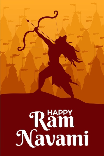 Vector happy ram navami festival vertical banner illustration vector