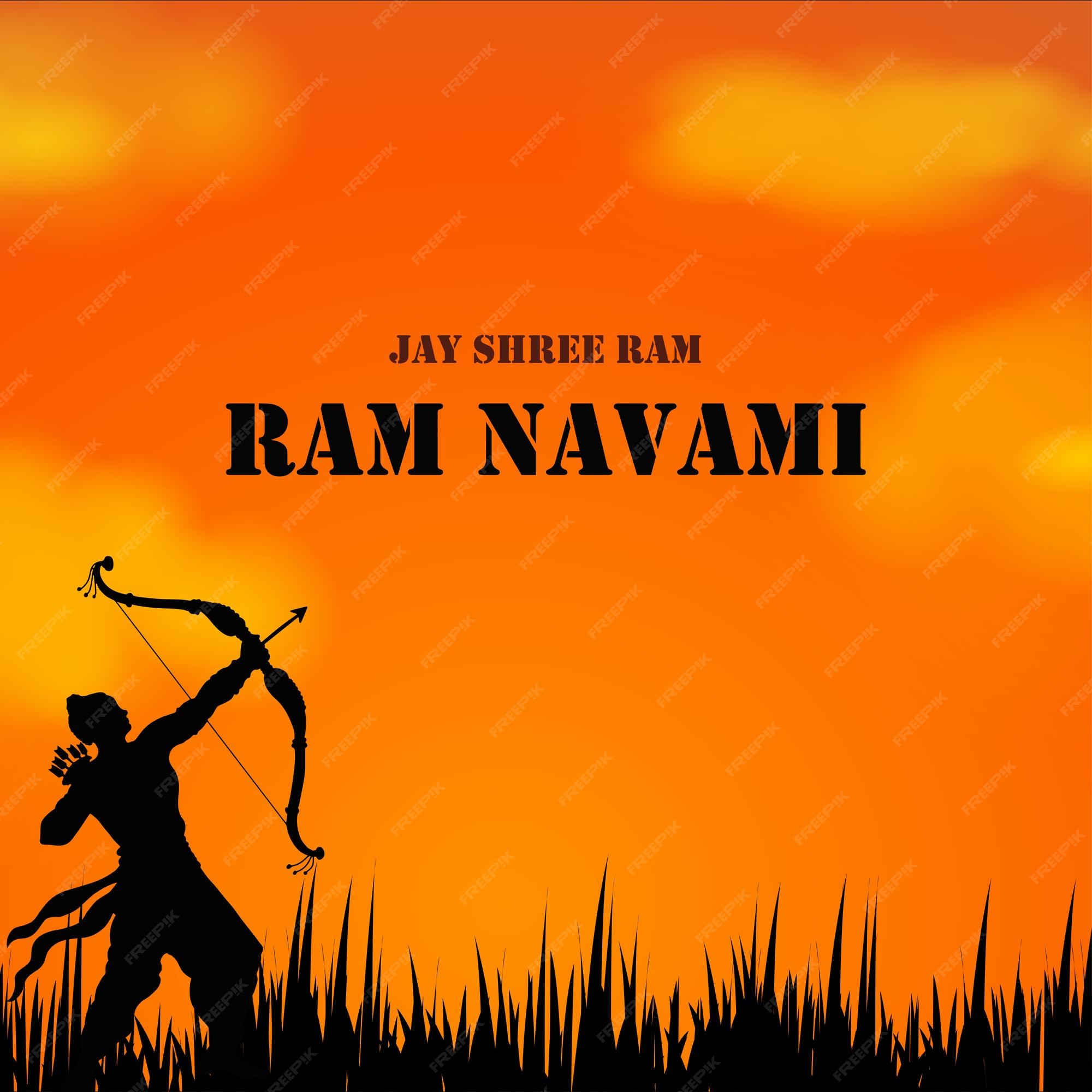 Premium Vector | Happy ram navami greetings red orange background indian  hinduism festival social media banner free vector