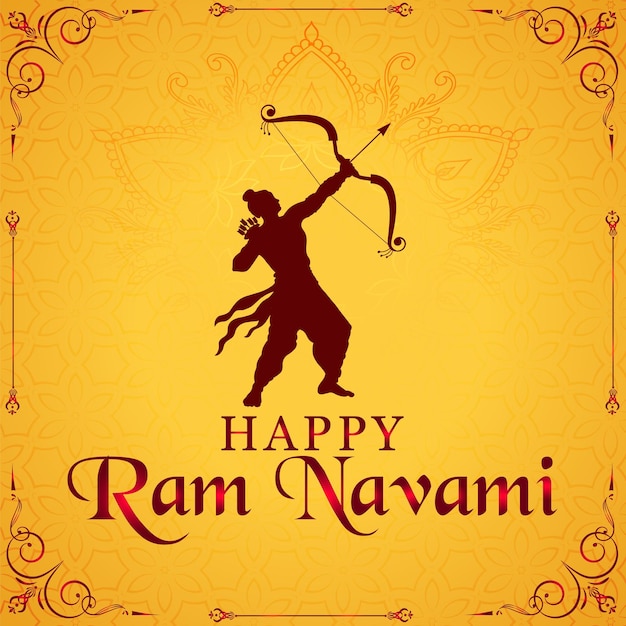 Happy ram navami groeten goudbruine achtergrond indian hindui festival social media post design.
