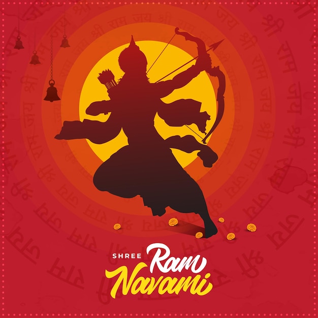 Happy Ram Navami hindu cultural festival celebration wishes Background vector