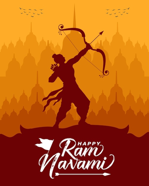 Happy ram navami 인도 힌두교 축제 소셜 미디어 포스트 디자인