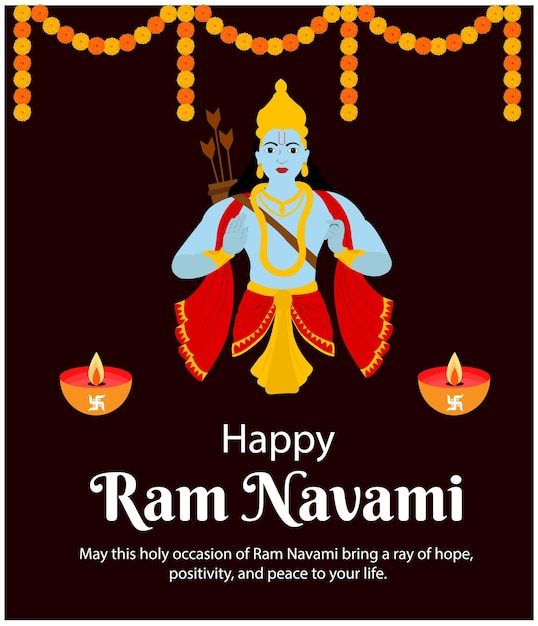 행복 한 Ram Navami 인도 힌두교 축제 벡터 디자인