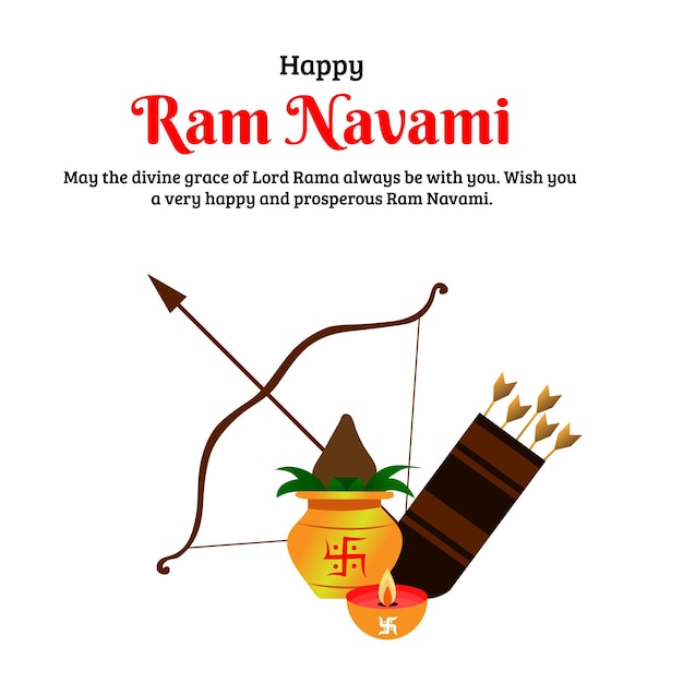 Векторный дизайн индийского индуистского фестиваля happy ram navami