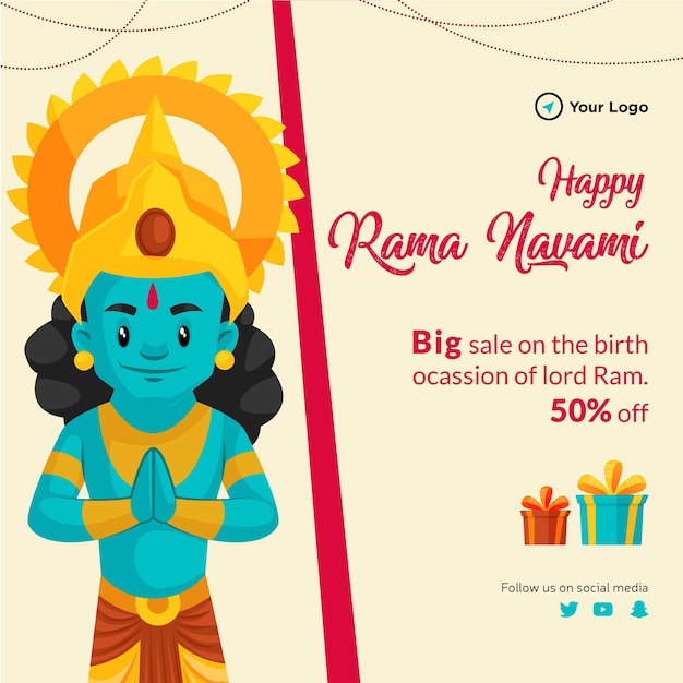 Happy Ram Navami sale a Hindu festival banner design template
