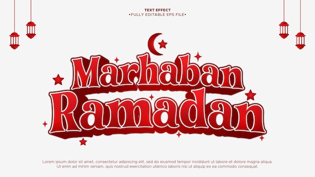 Счастливый Рамадан 3d редактируемый текстовый эффект