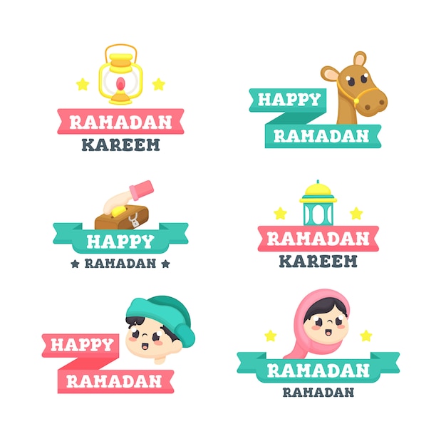 Vector happy ramadan kareem ribbons collection