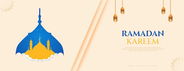 Вектор Счастливый рамадан мубарак папайя кнут цвет фона исламский дизайн плаката