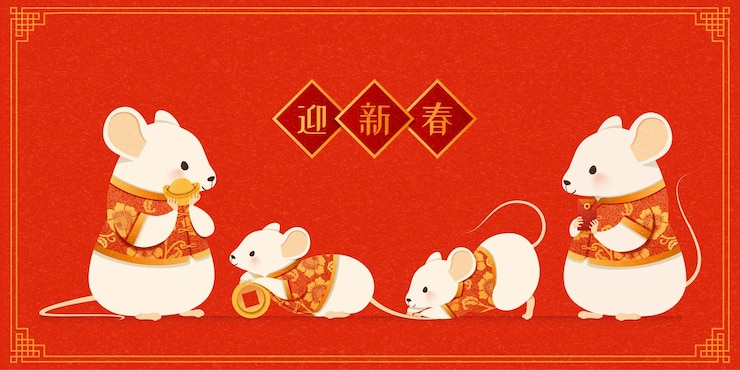 Vector happy rat year illustration
