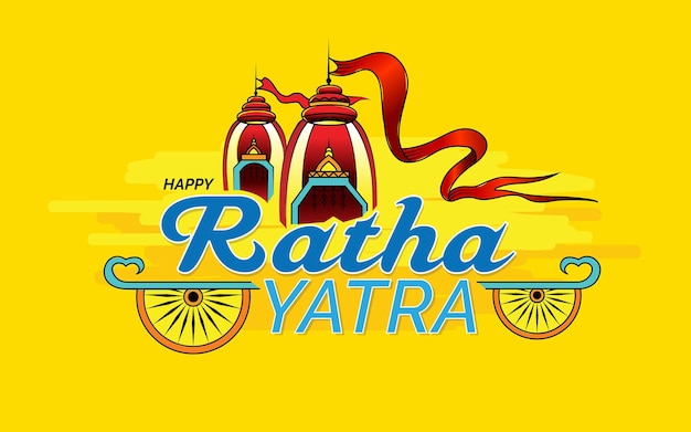 Vettore modello di disegno di saluto del festival di rath yatra felice