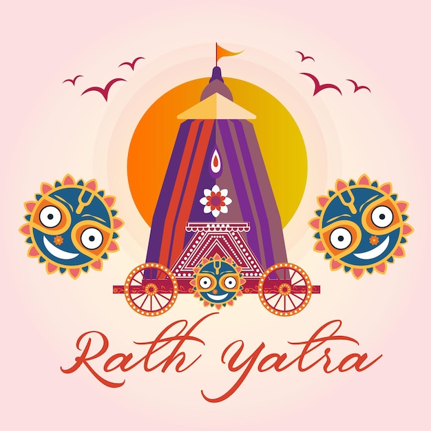 Happy Rath Yatra jagannath rathyatra festival traditional celebration beautiful poster vector design