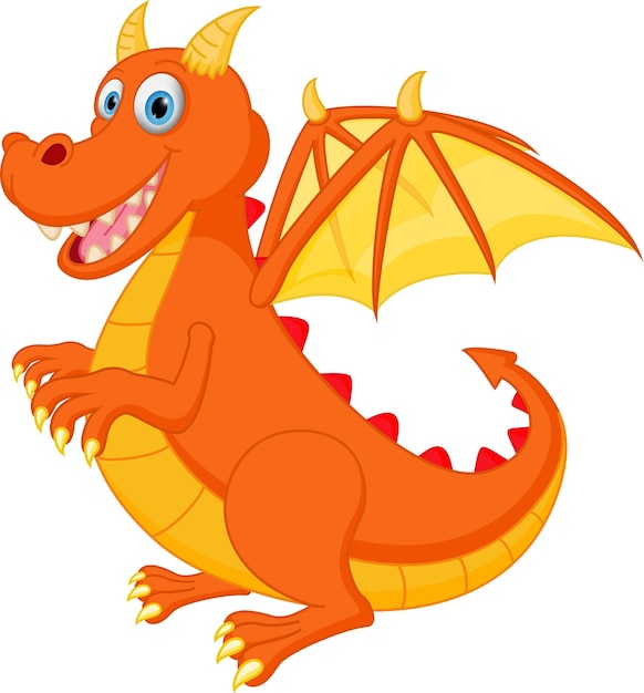 Vector happy red dragon cartoon