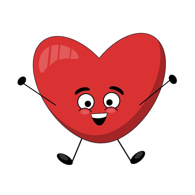 Happy red heart heart character with the expression of a feeling of love kind and loving