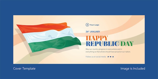 Happy republic day cover page design template