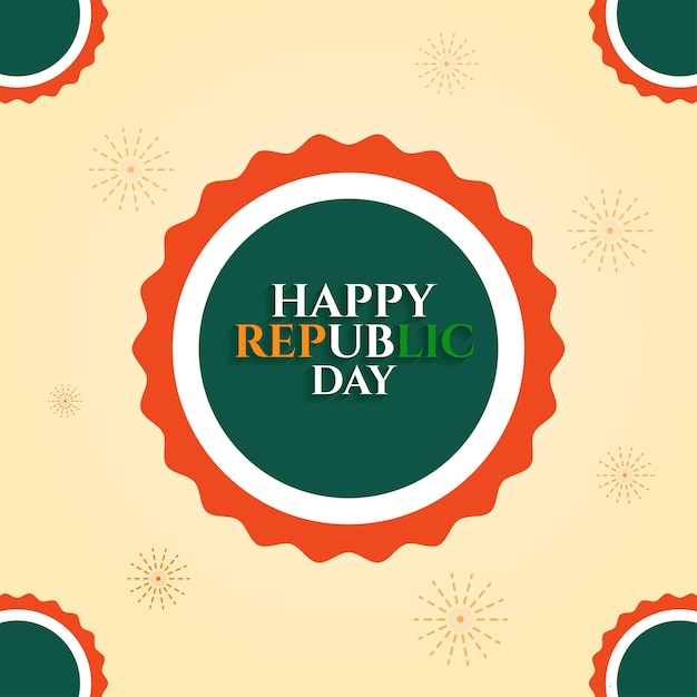 Vector happy republic day creamcolor background with tricolor new design