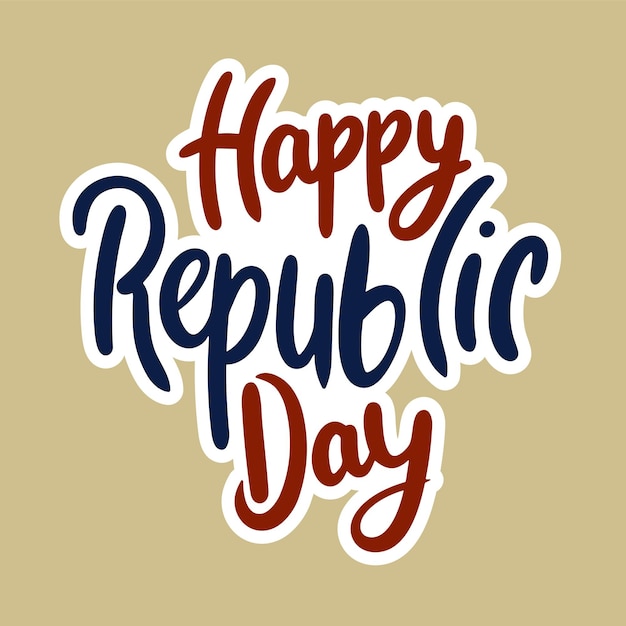 Happy Republic Day lettering Handgeschreven tekst Happy Republic Day kalligrafie banner vierkante vorm