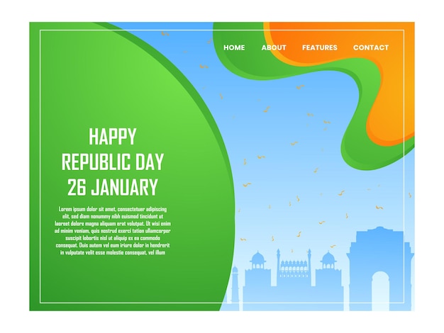 Happy republic day tricolor abstract background vector illustration