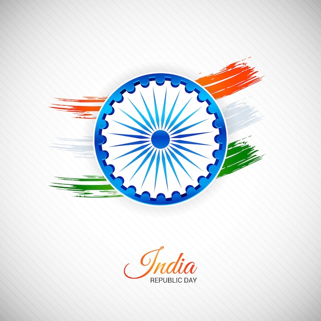 Vector happy republic day with ashoka and brush stroke