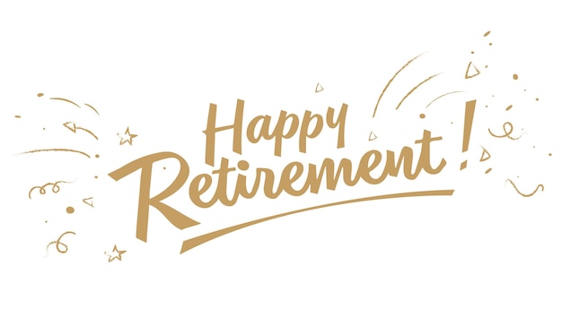 Vettore disegno del banner della carta happy retirement lettering