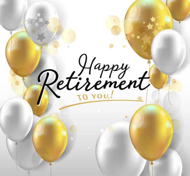 Vector happy retirement lettering card banner design