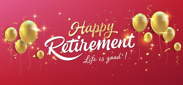 Vector happy retirement lettering card banner design