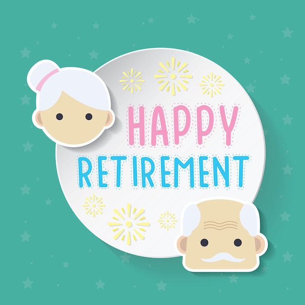 Happy retirement logo design vector illustration