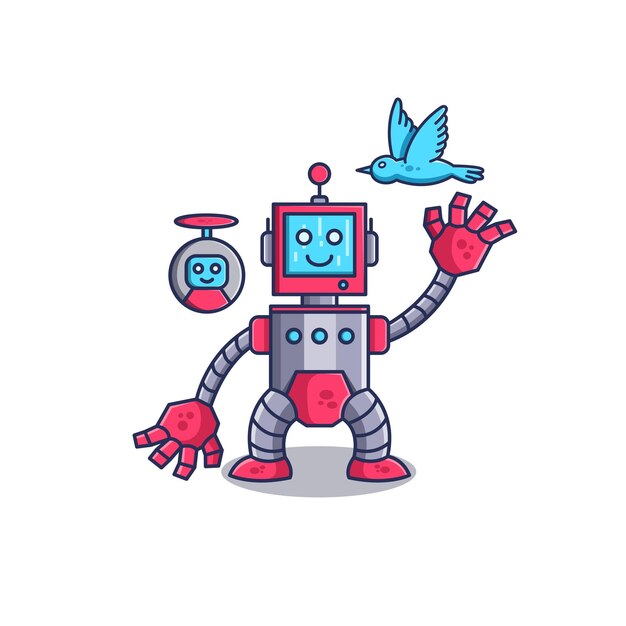 Vector happy robot cartoon illustratie art