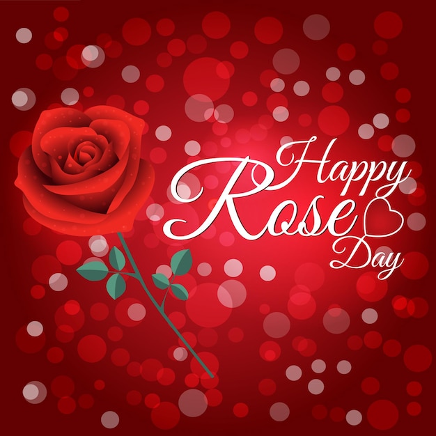 Счастливый день розы с привлекательным красным фоном боке